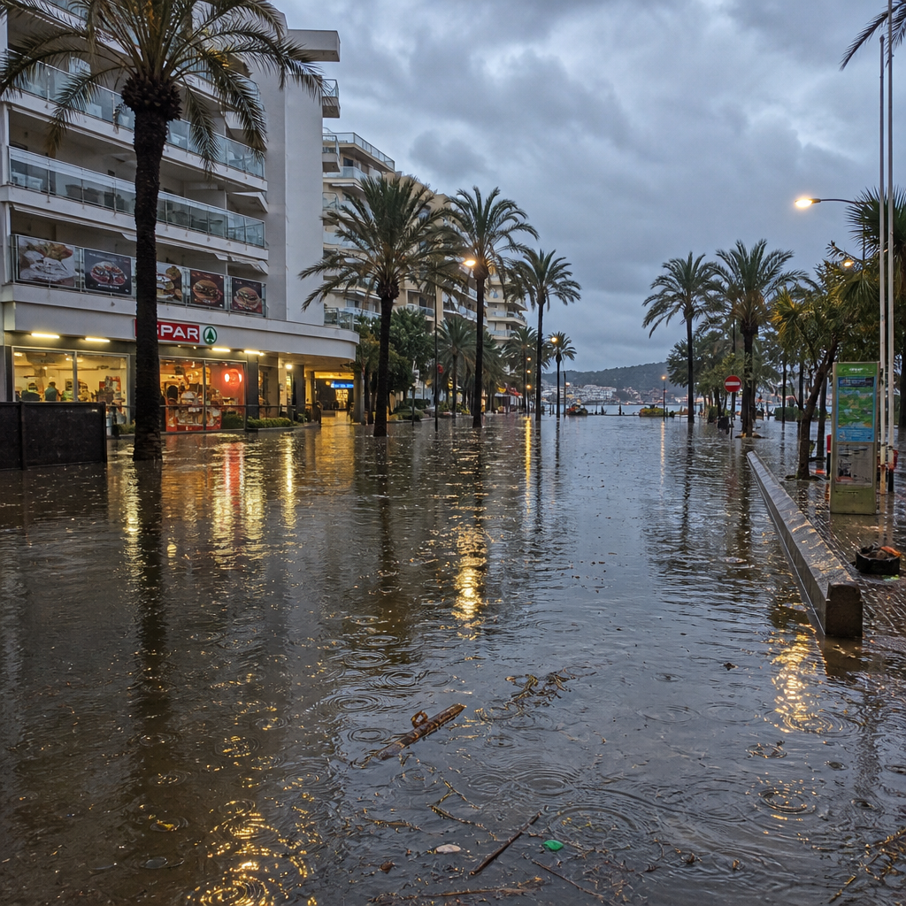 Ibiza Getroffen door Zware Regenval: Verkeersproblemen in Stad en Rond Platja d’en Bossa
