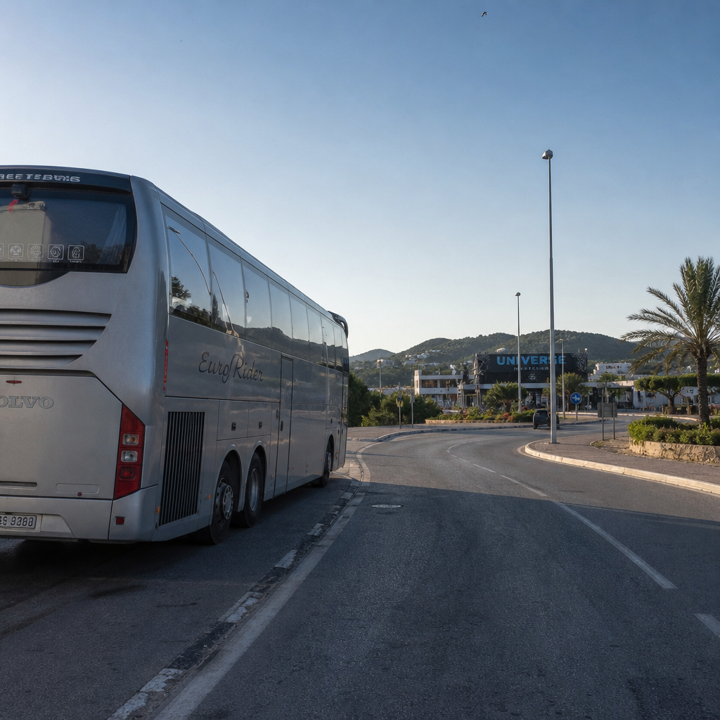 Autobús Avaría en Proximidades de Discoteca Universe, Afectando el Tráfico Ibicenco