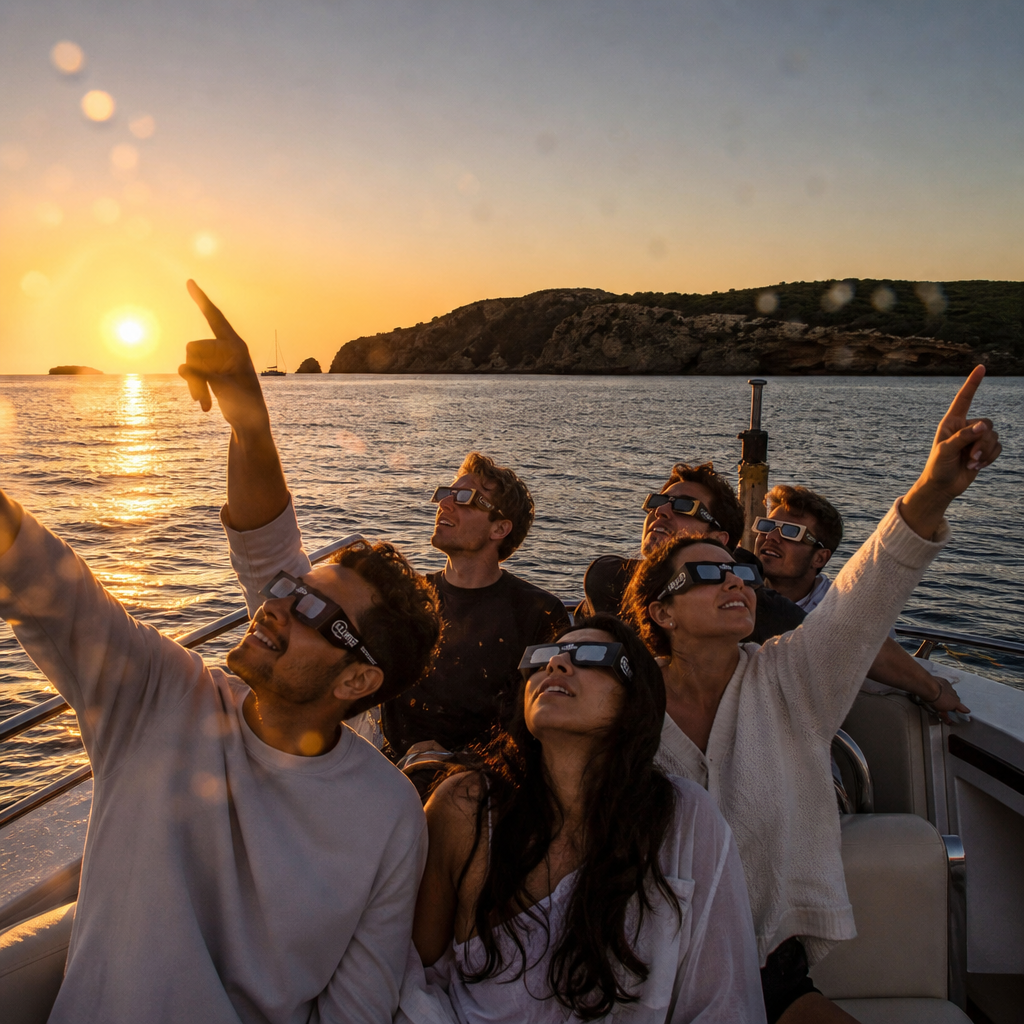 Éxito total en Sant Antoni por la observación del eclipse solar