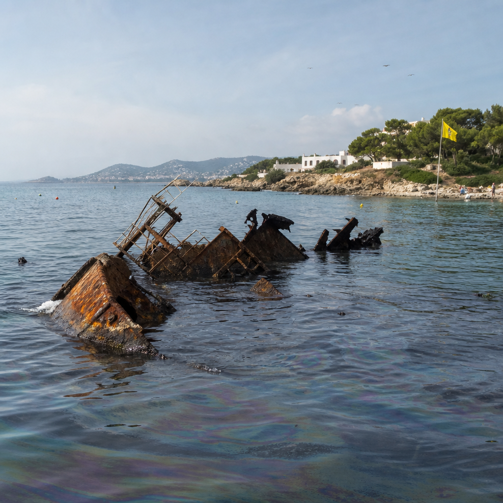 Geborgen schip in Sant Antoni baai zorgt voor tijdelijke maatregelen