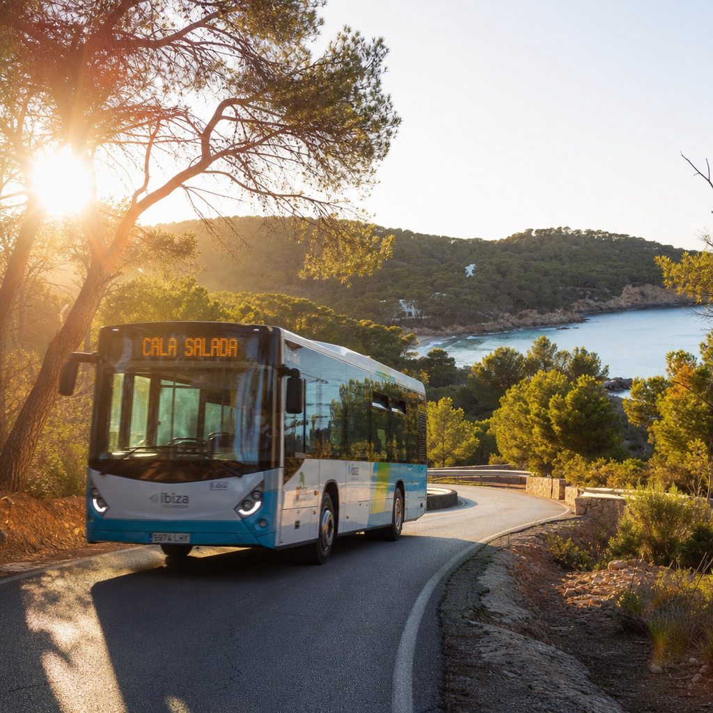 Aumento significativo en el uso del transporte público en las rutas hacia las playas icónicas de Ibiza
