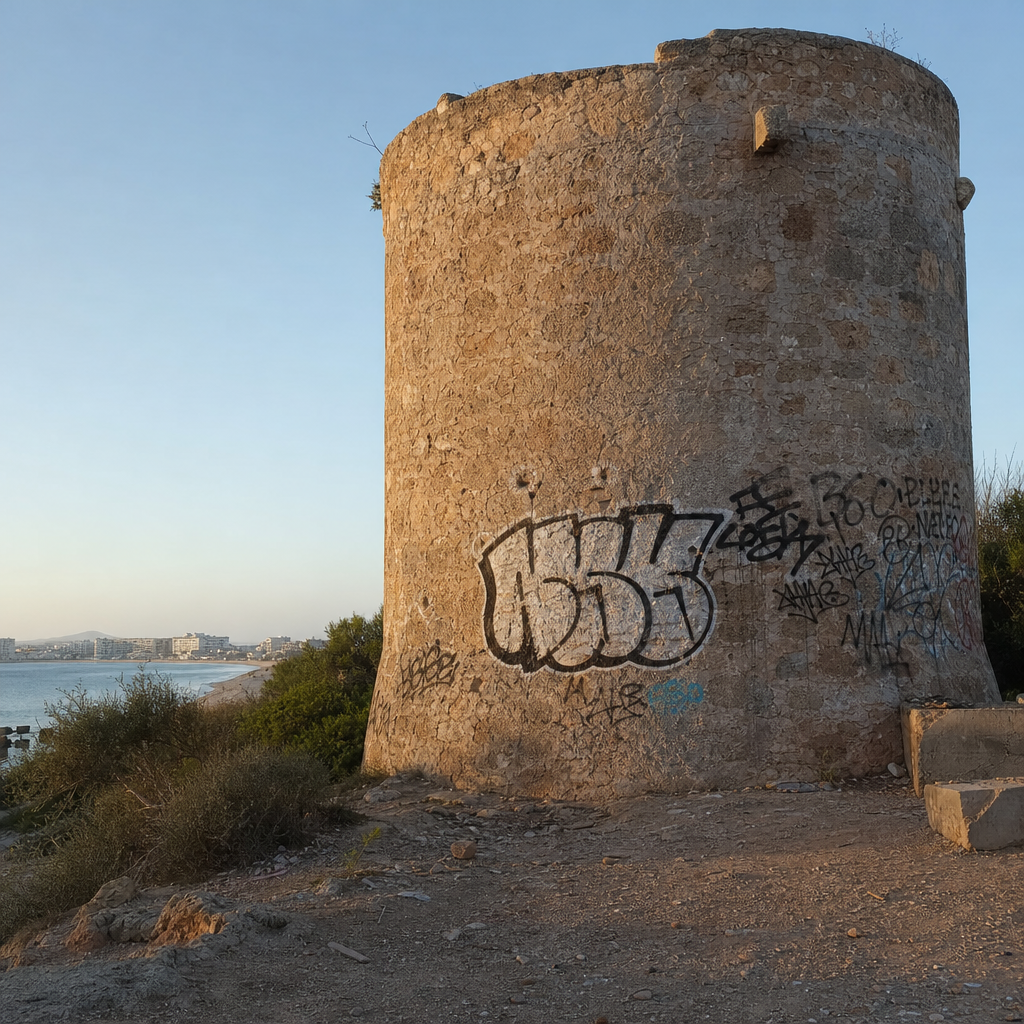 Nueva amenaza al patrimonio histórico: ataque vandálico en la torre de sa Sal Rossa