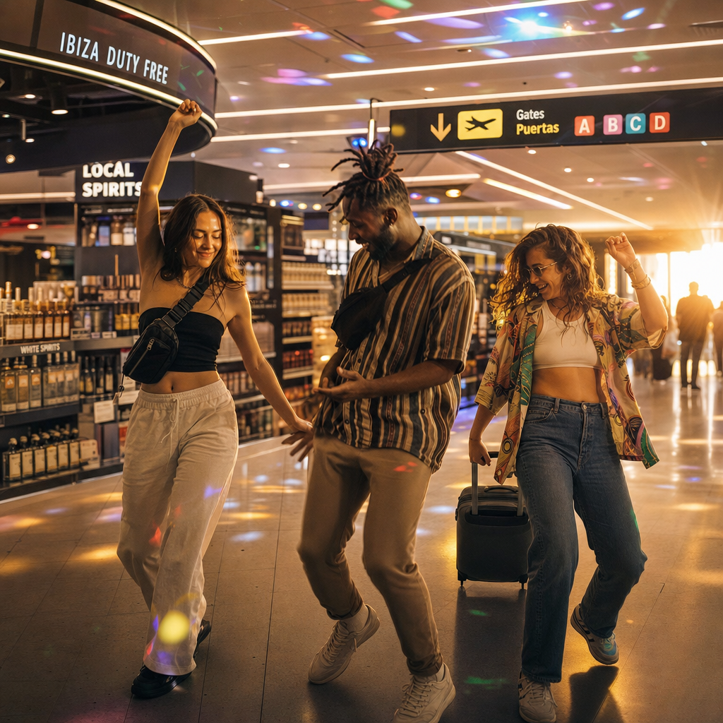 Ibiza Airport Duty Free Morphs Into a Dancefloor
