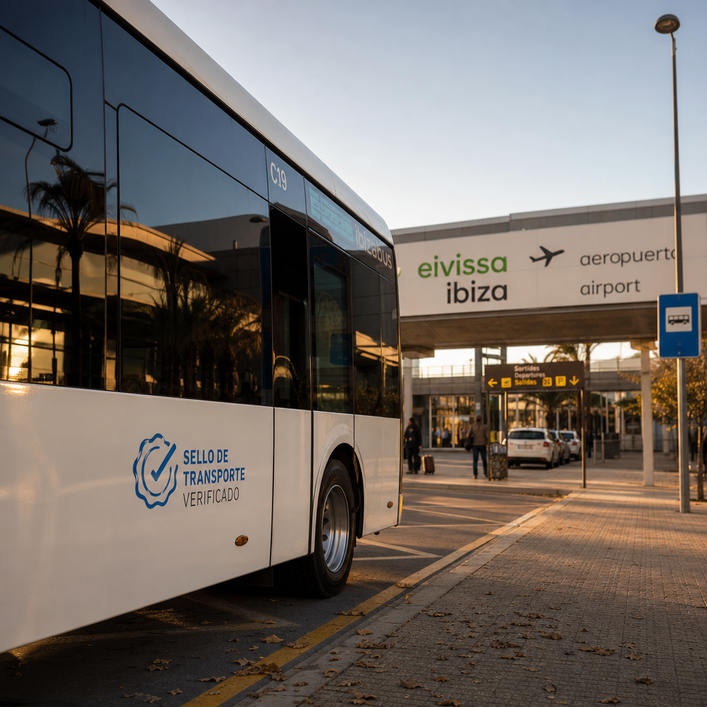 El aeropuerto de Ibiza mejora su imagen de transporte público y lanza una nueva web