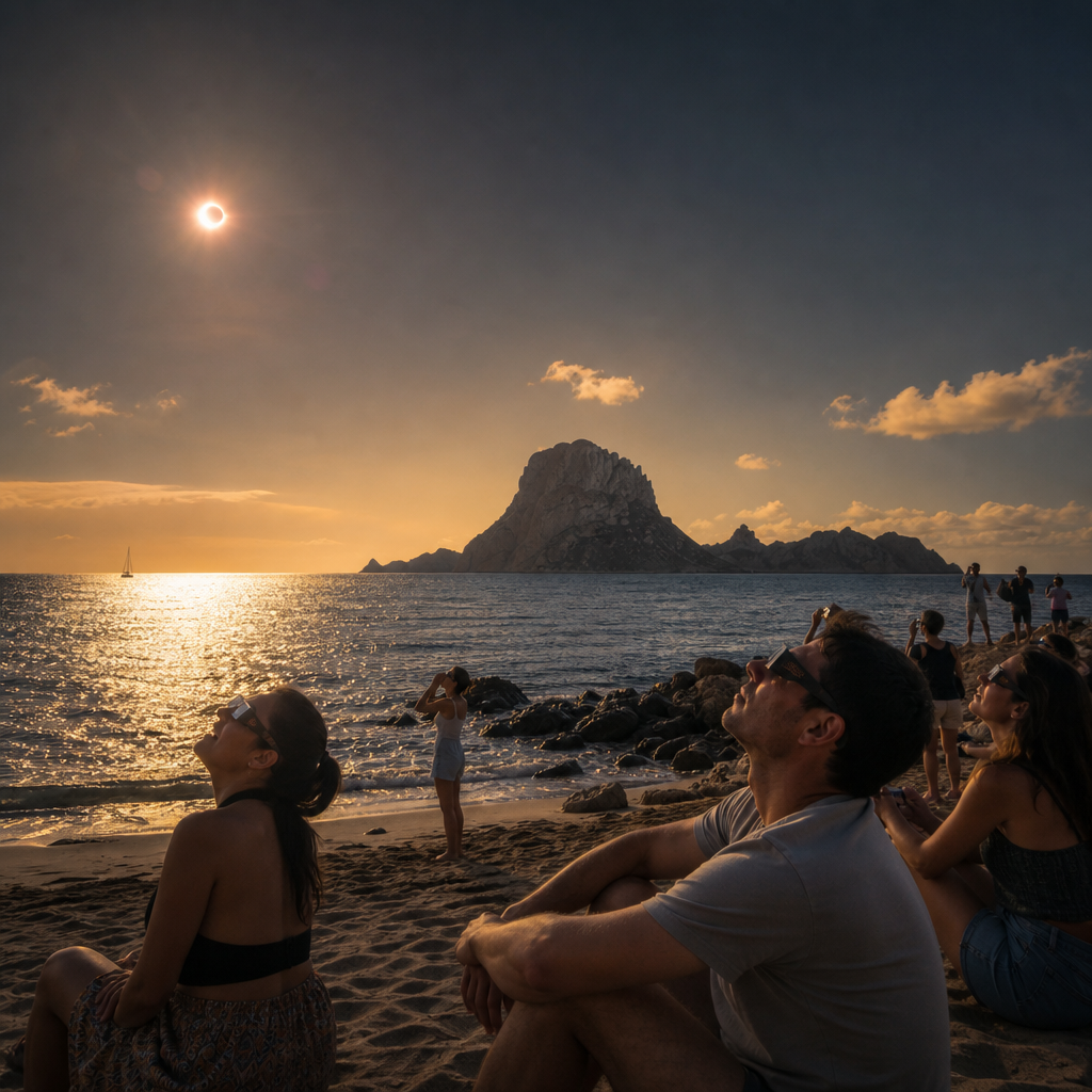 Miles de personas en Ibiza testigos de un impresionante eclipse solar