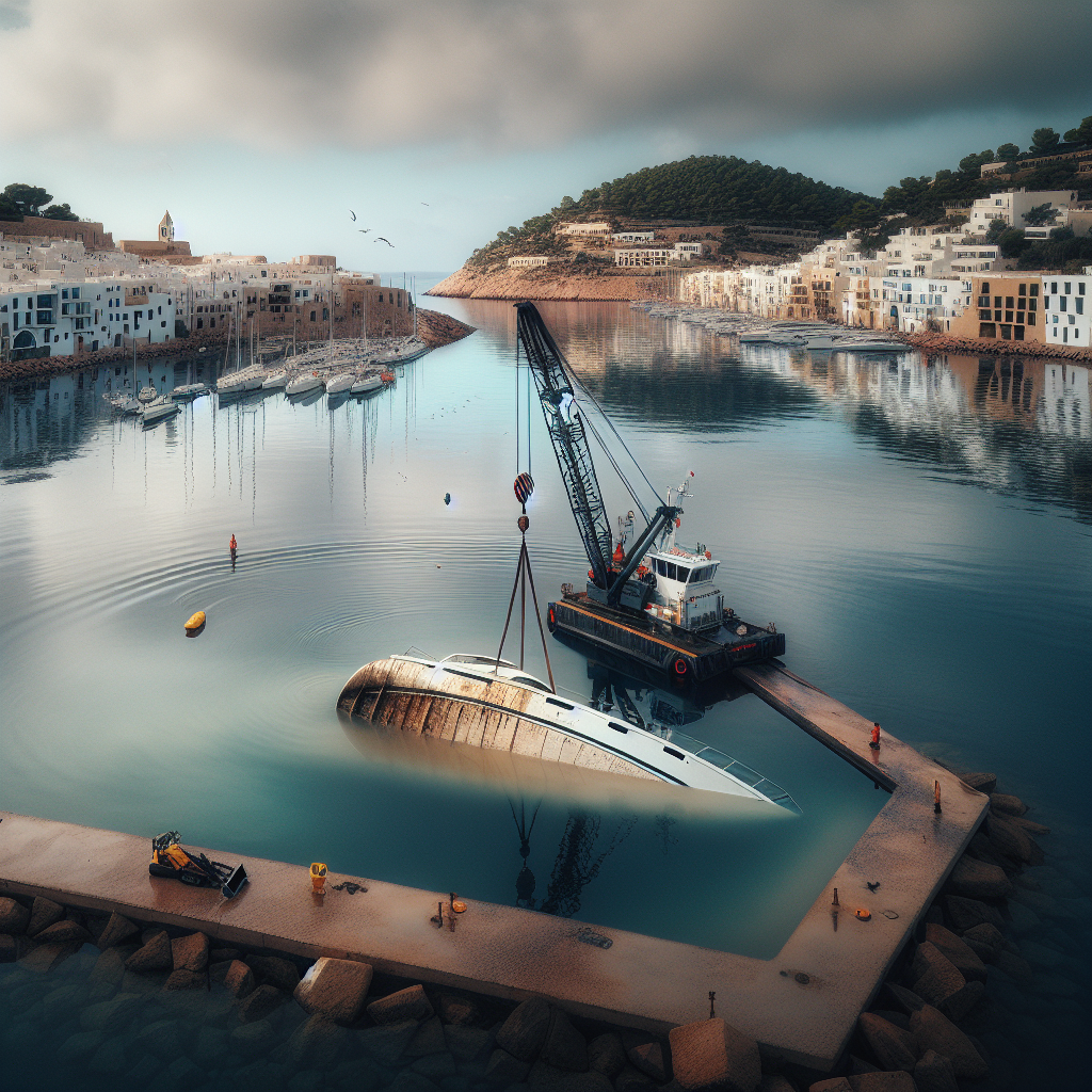 Voortslepende operatie om gezonken jacht in de haven van Ibiza te bergen