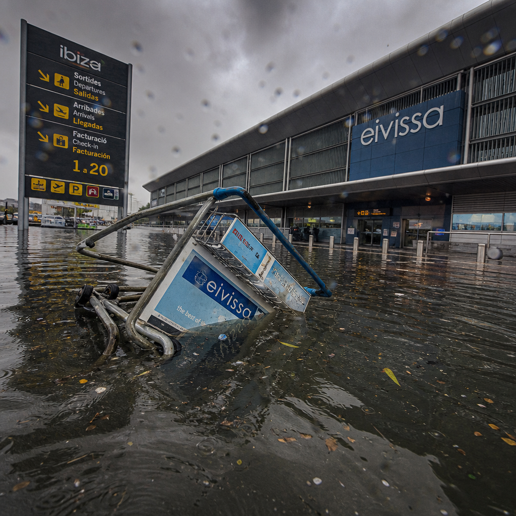 Torrential Rainfall Causes Chaos at Ibiza Airport with Flights Halted and Tourists Stranded