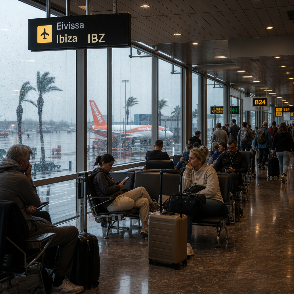 Vertragingen op Luchthaven Ibiza door Slecht Weer