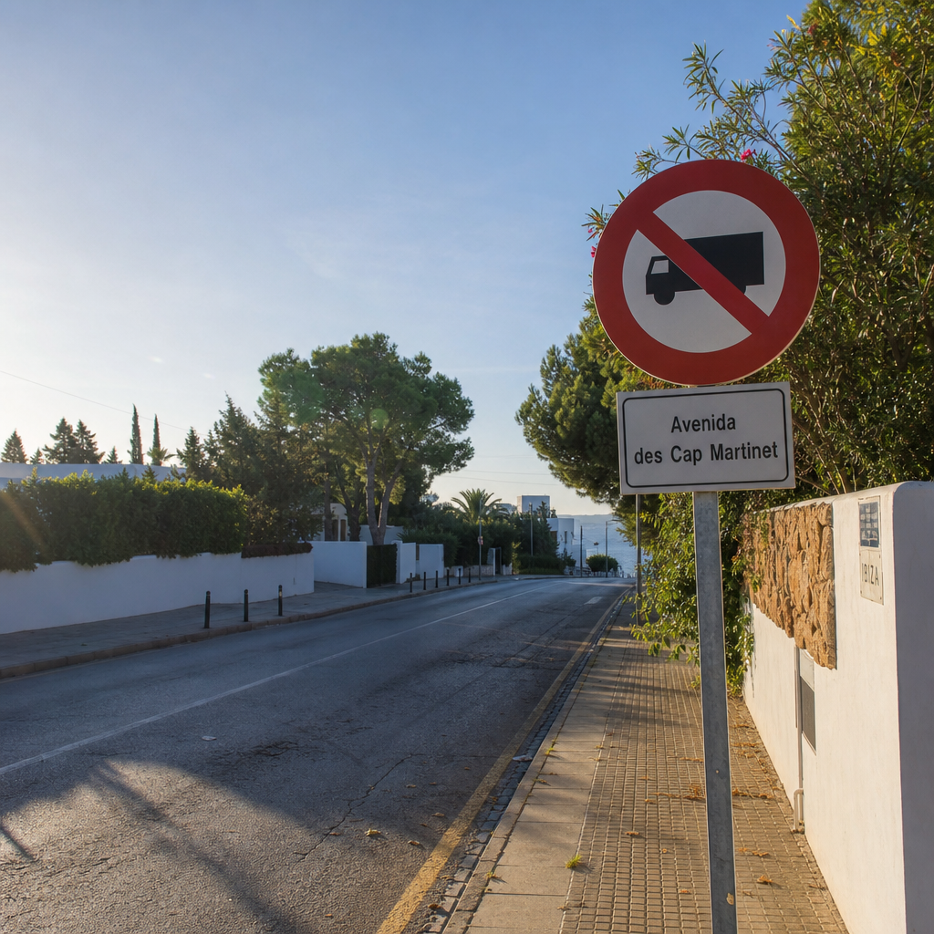 Beperkingen voor Zware Voertuigen op de Avenida des Cap Martinet in Jezus