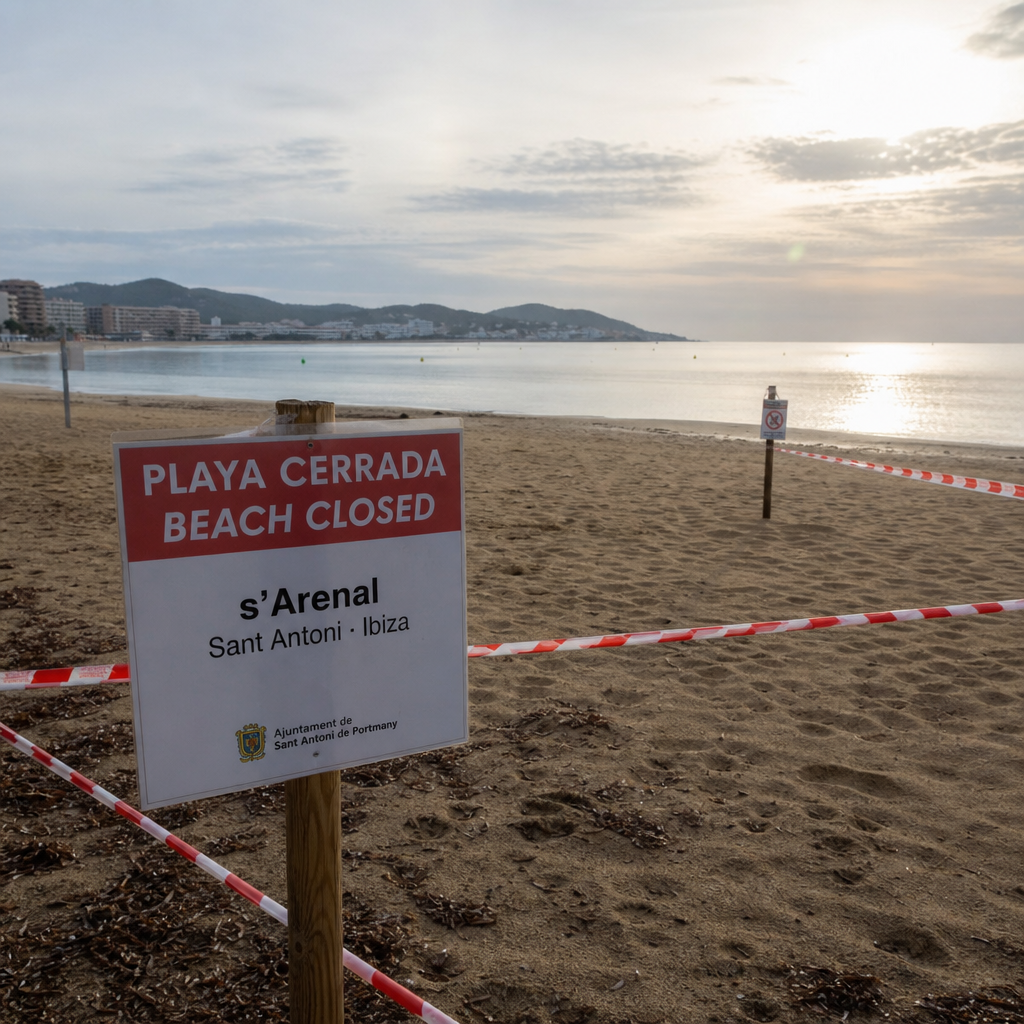 Cierre temporal de la playa de s'Arenal en Ibiza debido a un vertido accidental