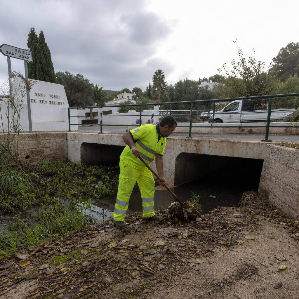 Voorbereidingen in Sant Josep: Strategische Reiniging om Wateroverlast te Vermijden