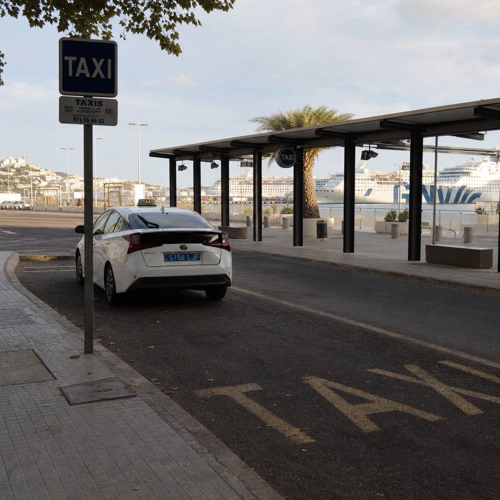 El Caos en la Parada de Taxis de Ibiza a Causa del Aflujo Masivo de Cruceristas