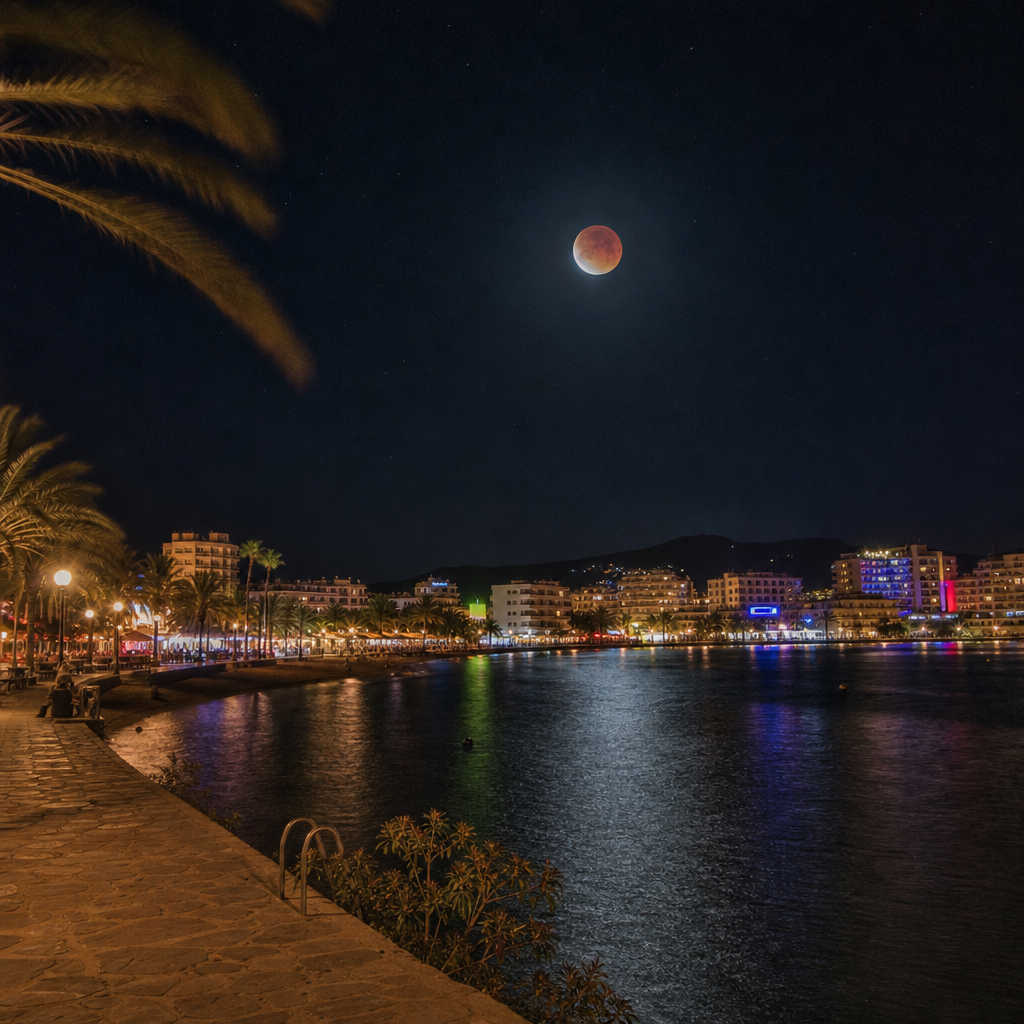 El eclipse lunar convierte a Sant Antoni en epicentro económico y cultural de Ibiza