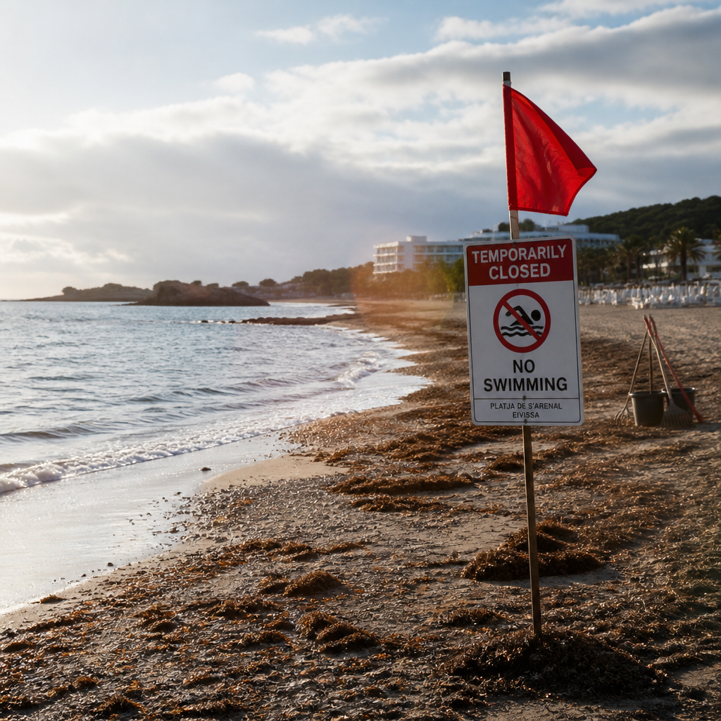 Playa de s’Arenal en Ibiza cerrada temporalmente tras vertido de aguas residuales