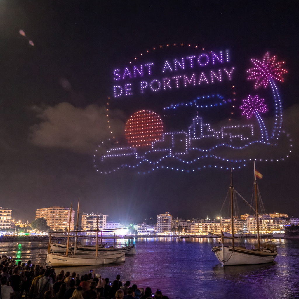 Espectáculo de drones ilumina Sant Antoni de Portmany