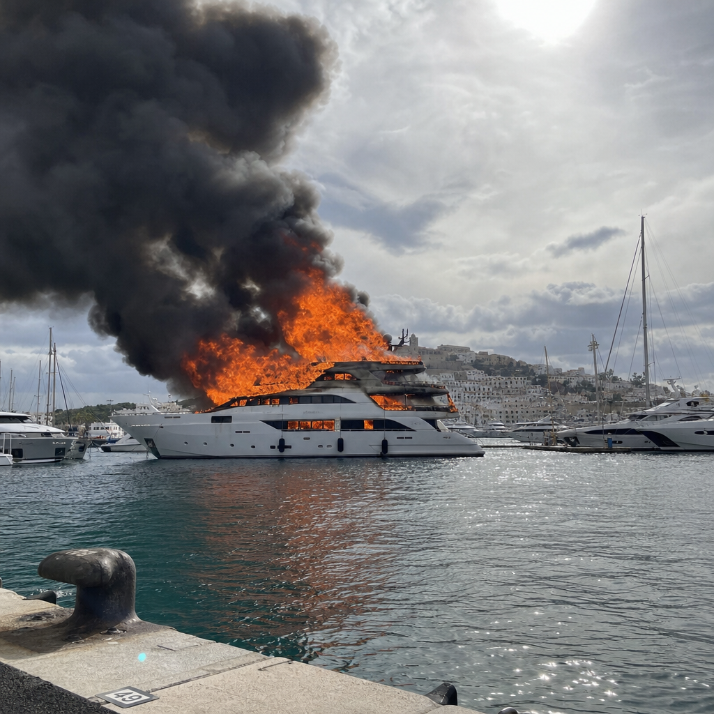Flaming Yacht Drama Unfolds at Botafoc Marina
