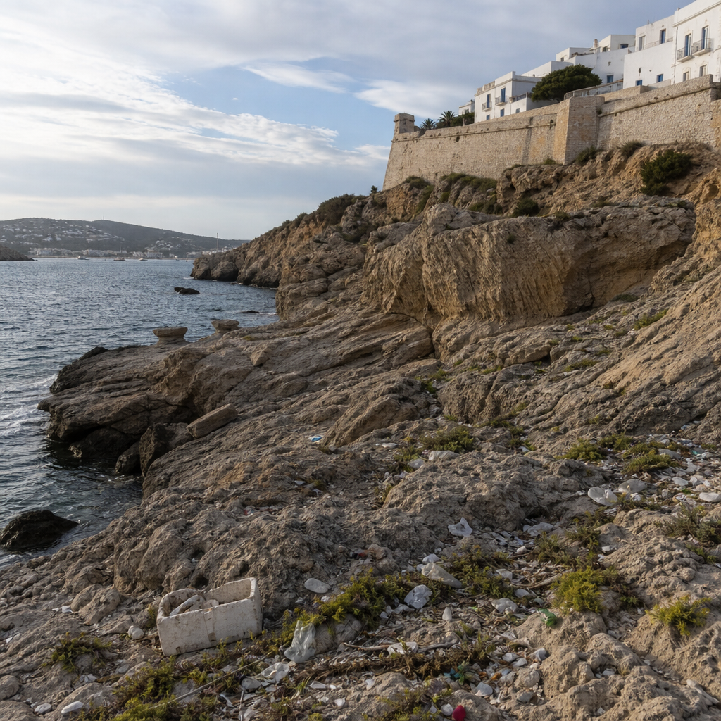 Un Emblemático Acantilado de Ibiza Vuelve a Sufrir por el Acúmulo de Basura