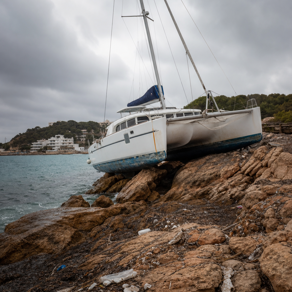 Una embarcación varada en Ibiza evidencia la necesidad de acción ante los residuos náuticos