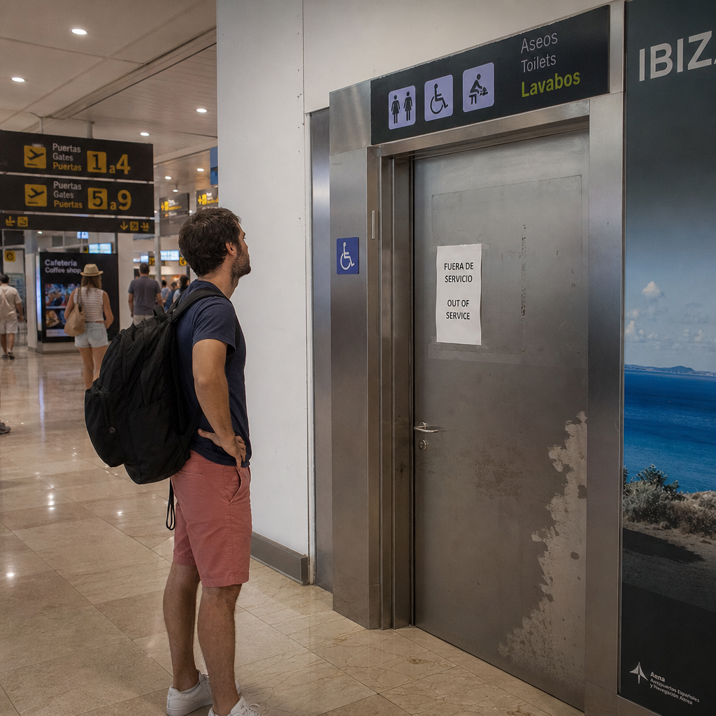 Problemas en los baños del aeropuerto de Ibiza generan quejas entre turistas